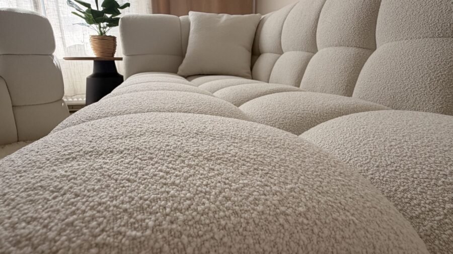 canape contemporain tissu bouclette haut de gamme