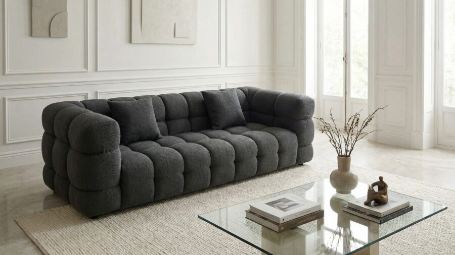 canape gris anthracite bouclette