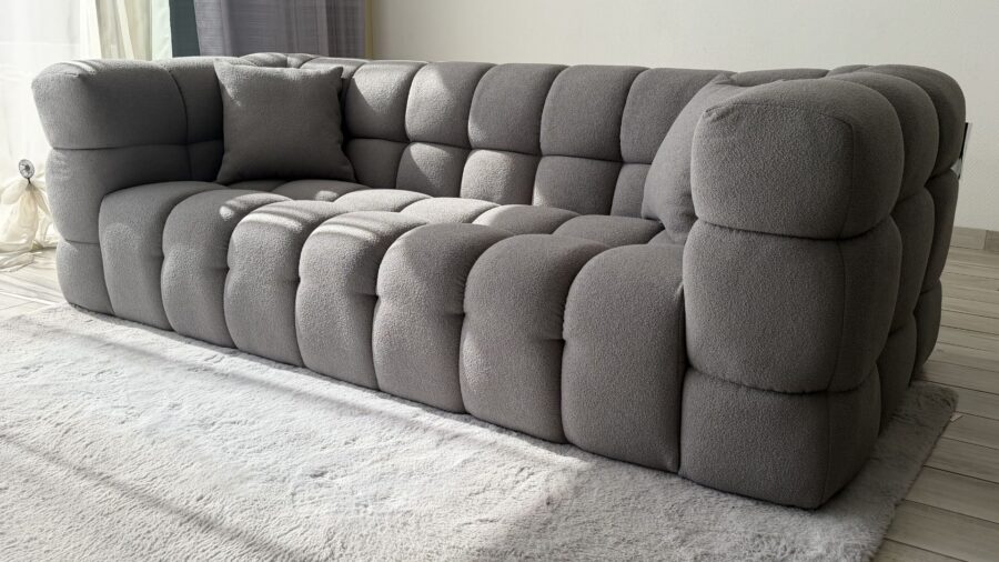 canape tissu bouclette gris anthracite salon moderne