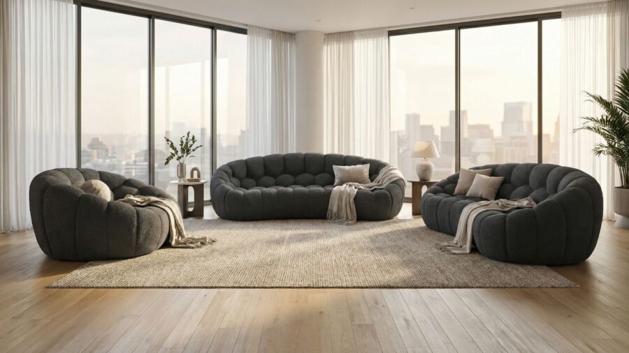 ensemble canapes 3 2 1 gris anthracite