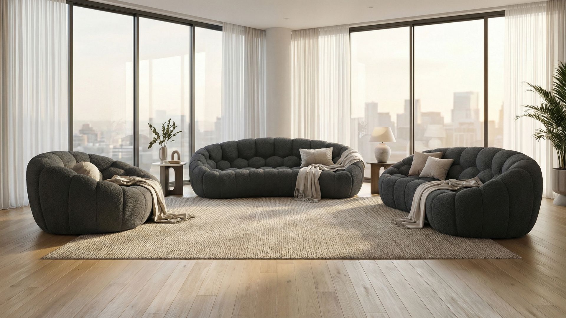 ensemble canapes 3 2 1 gris anthracite