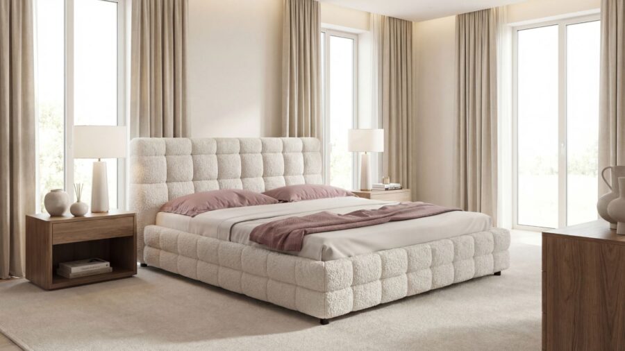 lit king size beige bouclette bellior