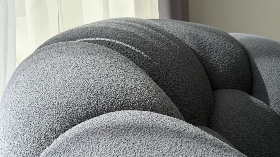 canape 3 places gris anthracite tissu bouclette design