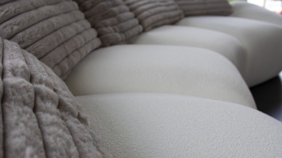 canape 4 places haut de gamme tissu beige bouclette