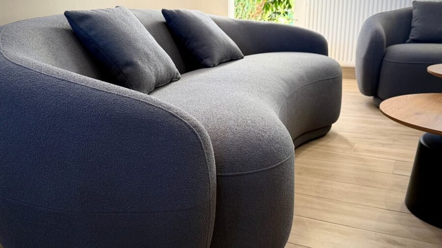 canape arrondi 3 places anthracite bouclette
