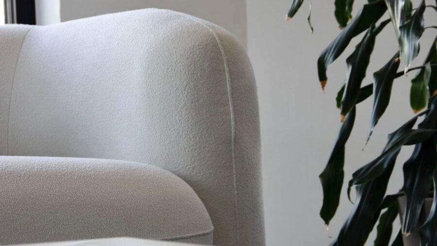 canape de luxe design haut de gamme tissu beige bouclette