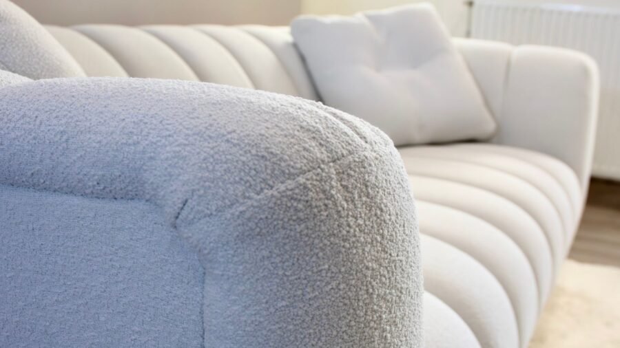 canape design tissu beige bouclette