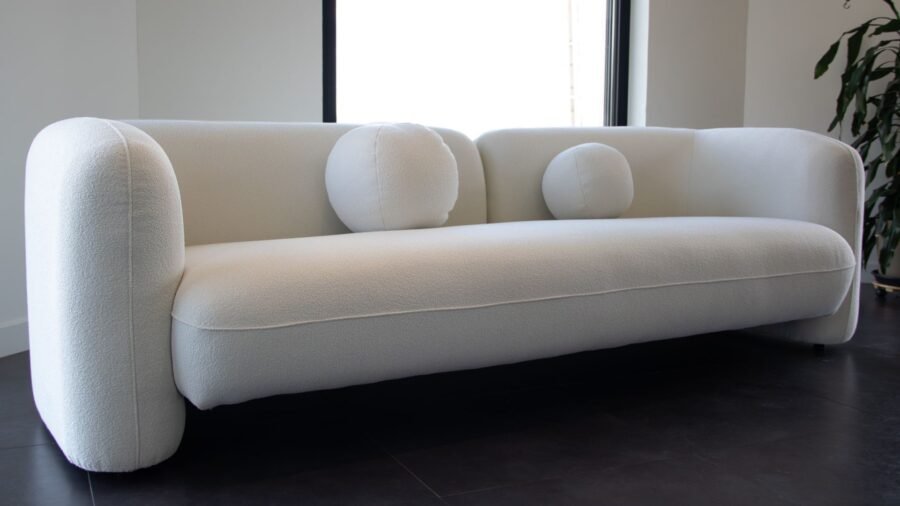 canape design tissu beige bouclette