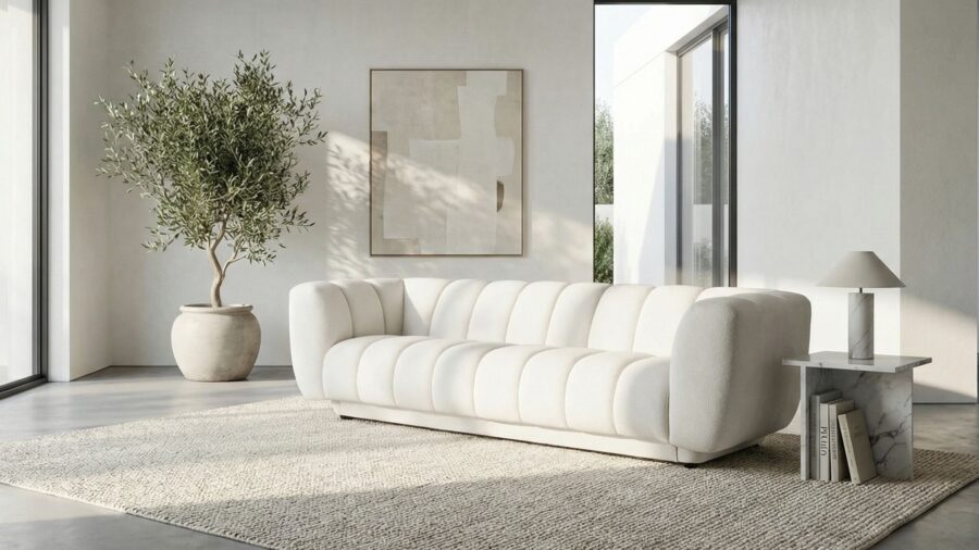 canape droit beige clair 3 places