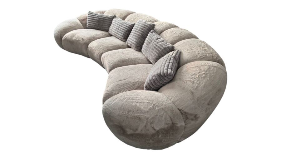 canape droit design tissu doux beige 4 places