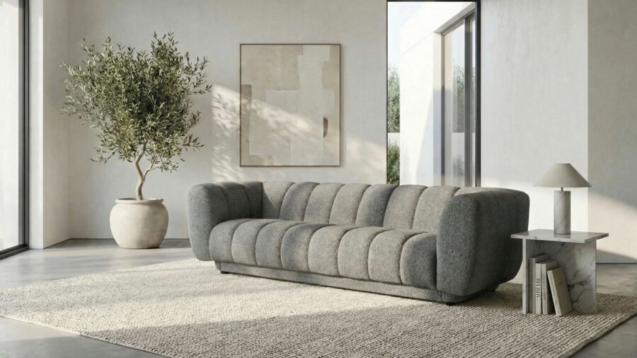 canape droit gris 3 places