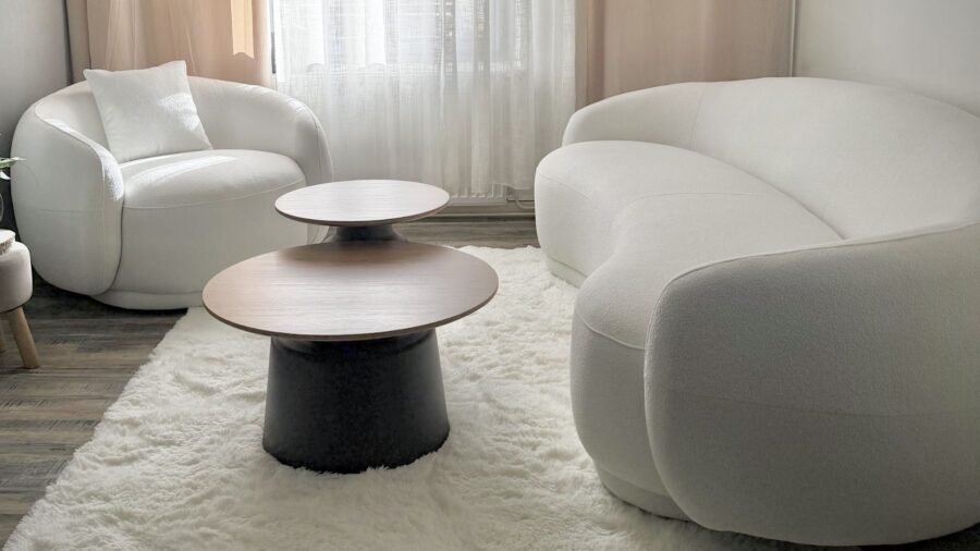 canape fauteuil tissue beige bouclette