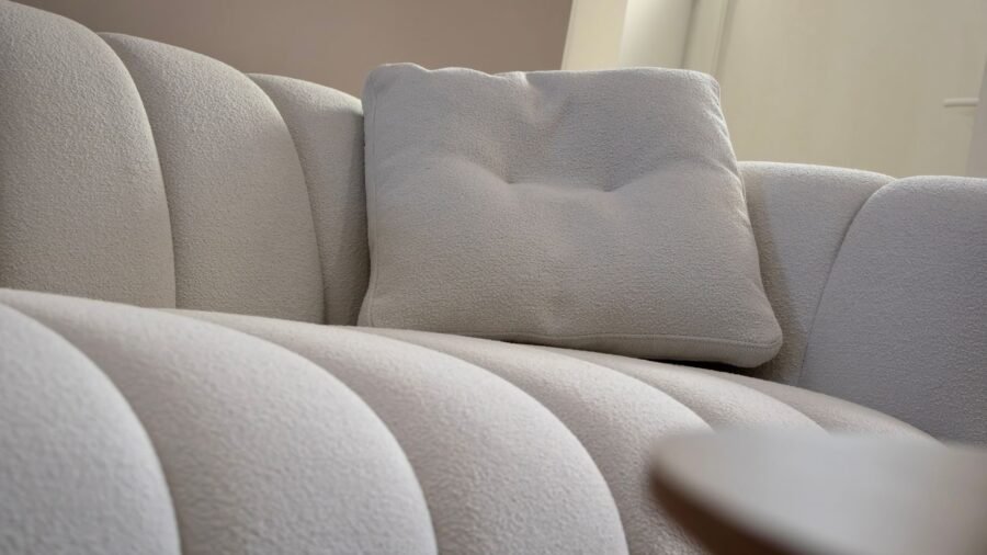 canape haut de gamme tissu beige bouclette