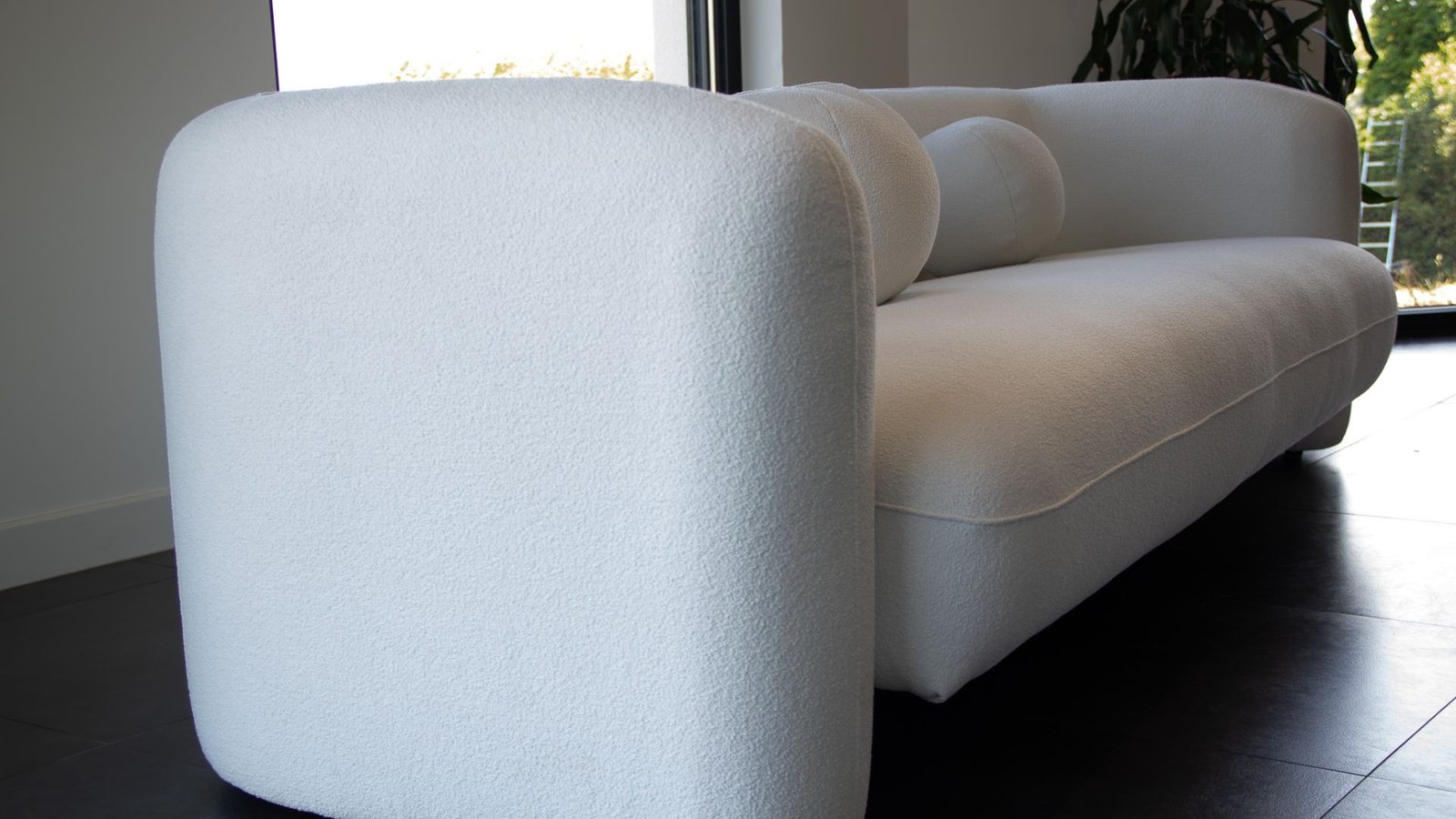 canape haut de gamme tissu beige bouclette