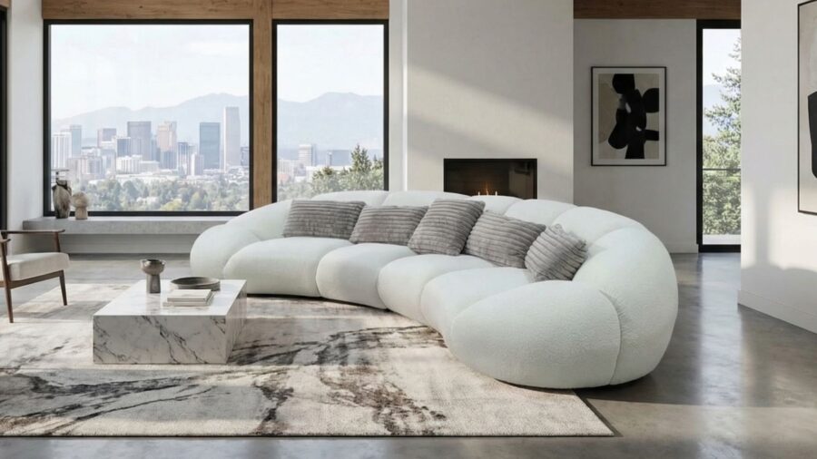 canape tissu bouclette beige