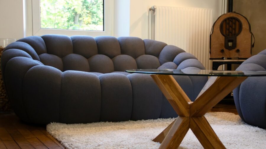 ensemble 3-2-1 canape design tissu bouclette