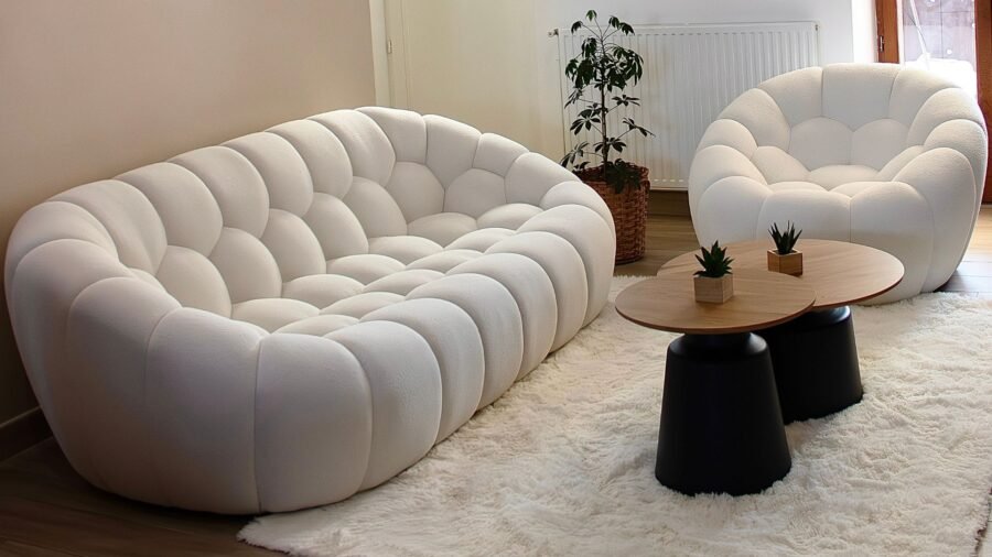 ensemble 3-2-1 canape tissu bouclette