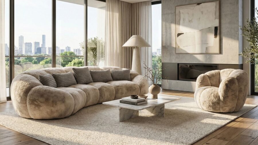 ensemble canape fauteuil tissu doux