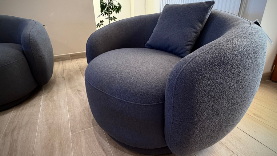 fauteuil arrondi bouclette anthracite