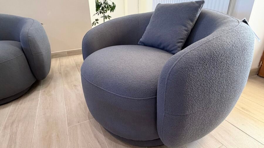 fauteuil arrondi bouclette gris