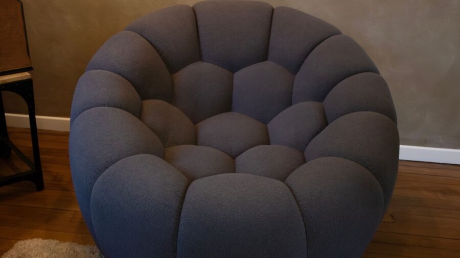 fauteuil design haut de gamme tissu bouclette
