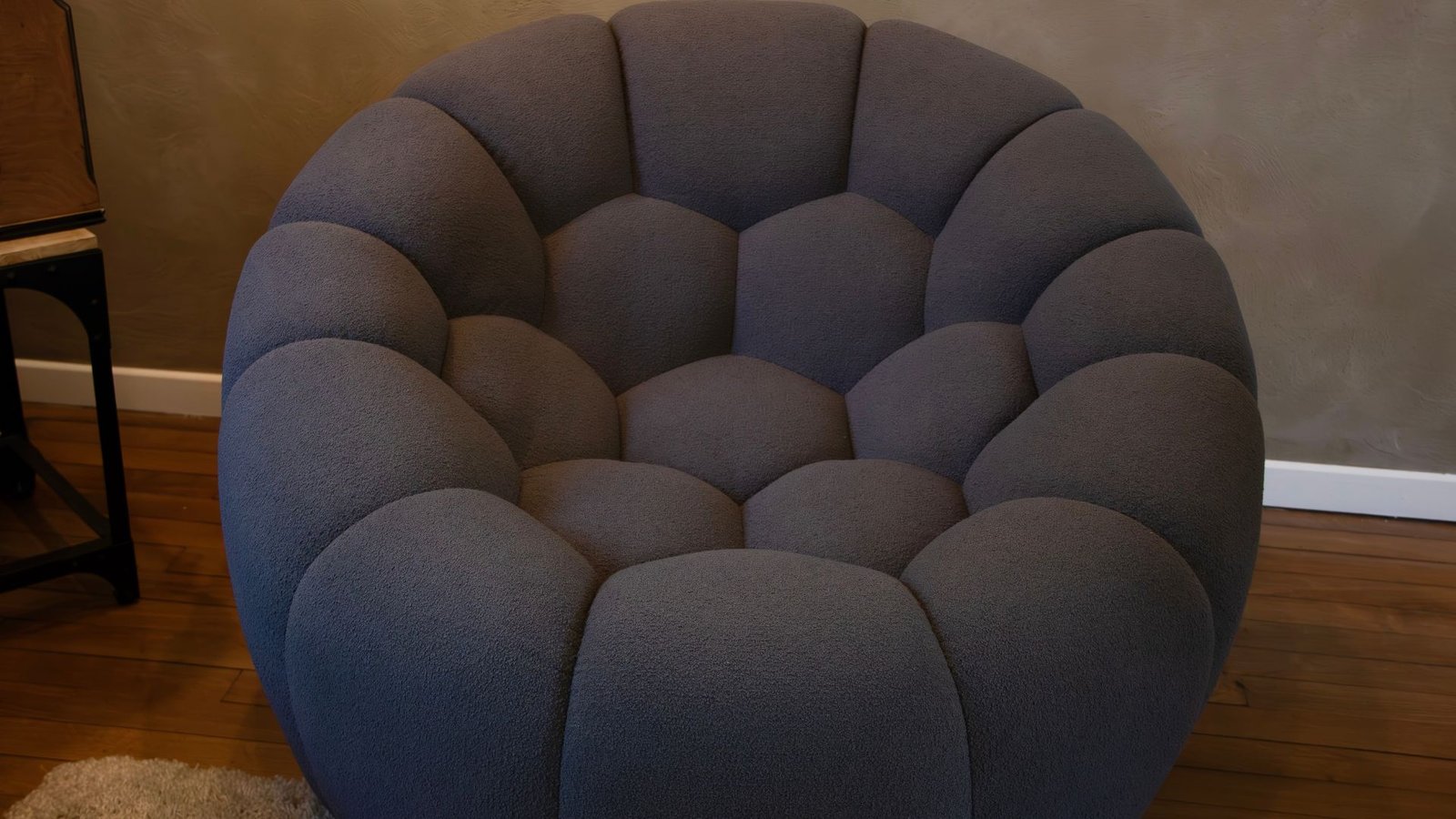 fauteuil design haut de gamme tissu bouclette