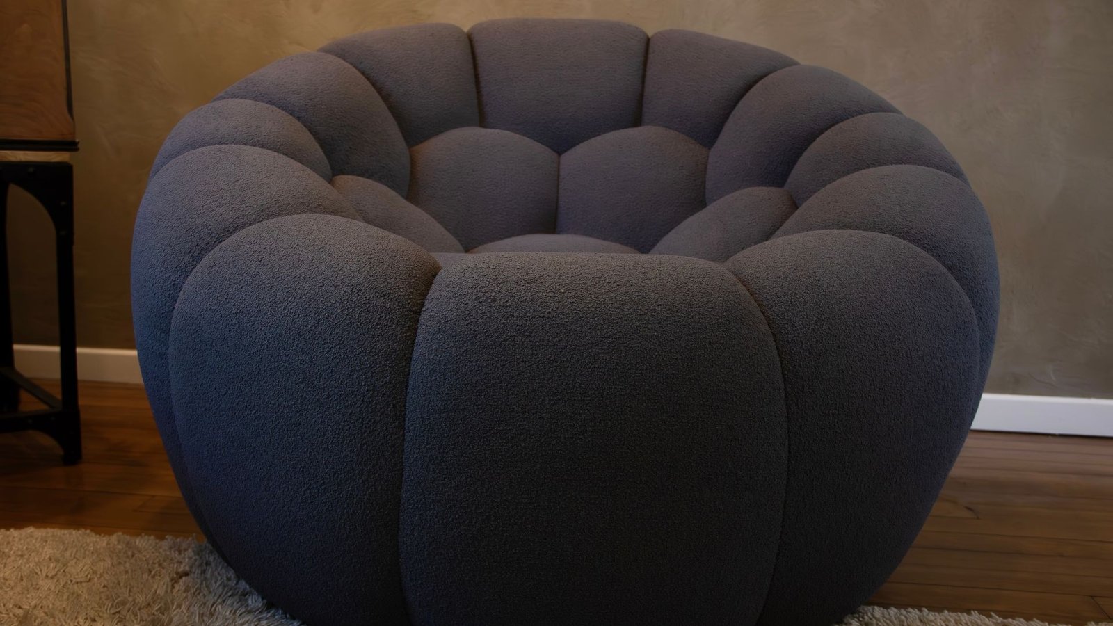 fauteuil haut de gamme tissu bouclette