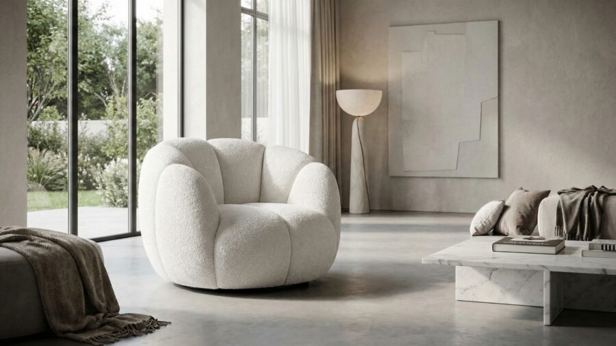 fauteuil pivotant tissu bouclette