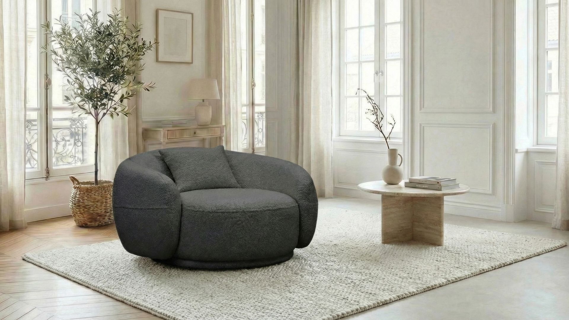 grand fauteuil salon gris anthracite