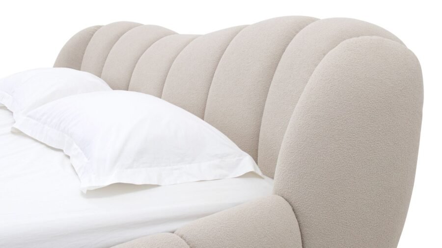 lit de luxe tissu bouclette beige