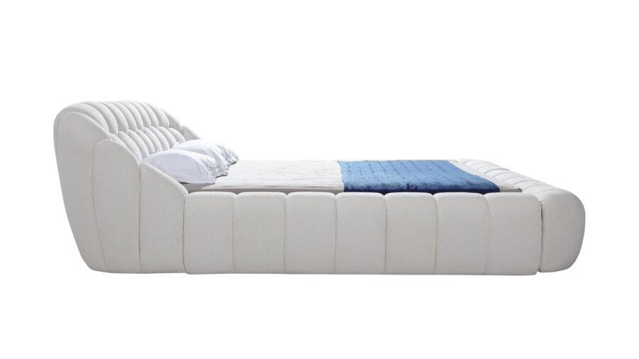 lit design haut de gamme tissu bouclette beige