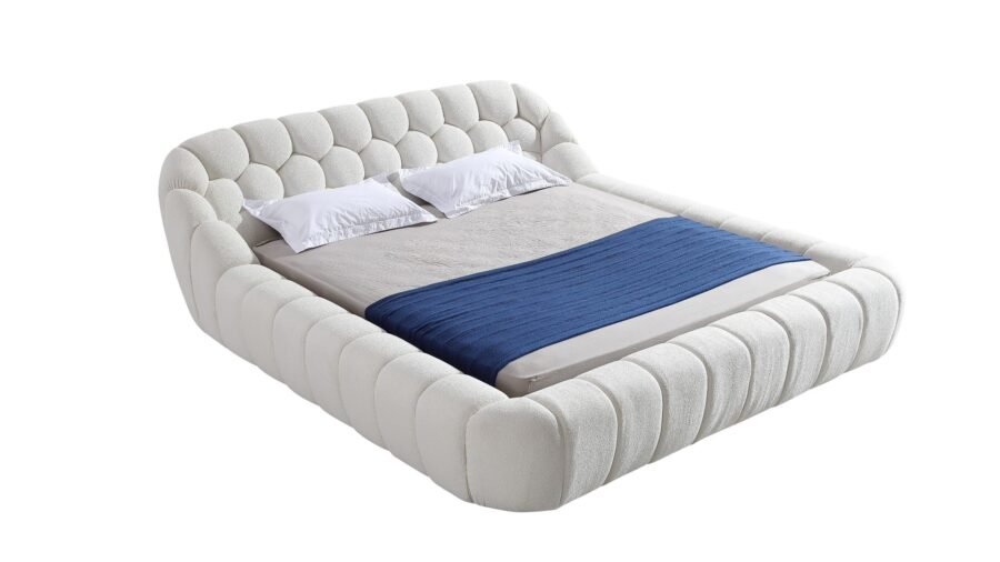 lit haut de gamme tissu bouclette beige