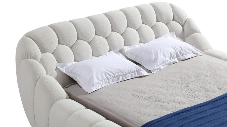 lit tissu bouclette beige
