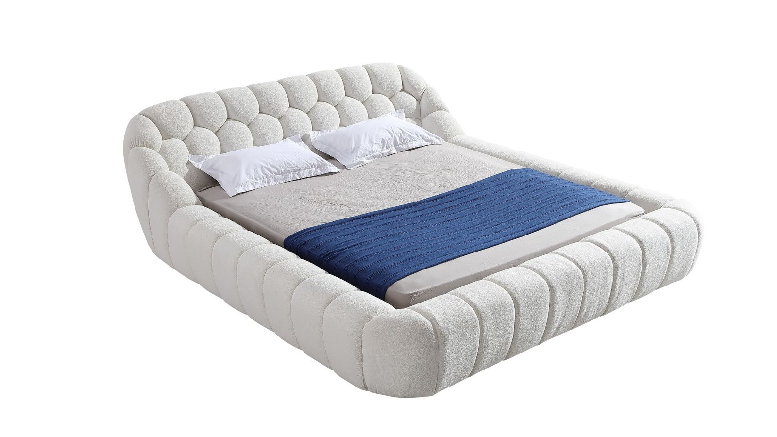 lit-haut-de-gamme-tissu-bouclette-beige